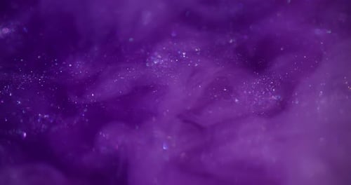 Abstract Purple Liquid Flowing with Glitter Particles