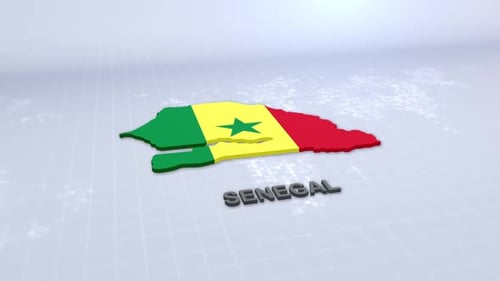 Animated 3D Map of Senegal with National Flag and Text
