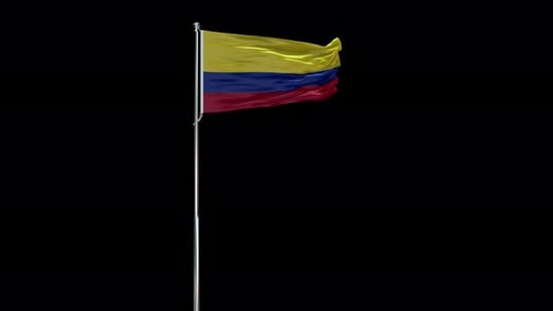 Realistic Waving Colombian Flag Animation on Pole