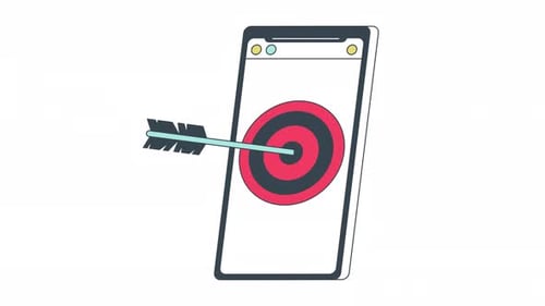 Animated Arrow Hitting Target on Mobile Phone Screen