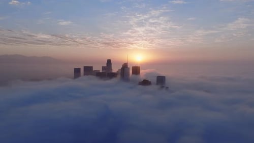 The Morning Fog and Clouds of Downtown Los Angeles Create a Stunningly Beautiful Scene