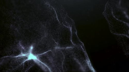 Dark background as a loopable sequence with glow particles and depth of field. 3d render of massive