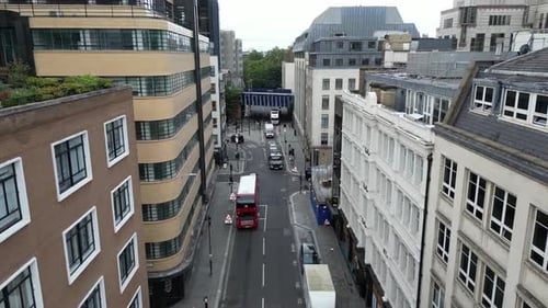 Flight over a street in London City centre, England, United Kingdom (drone shot)