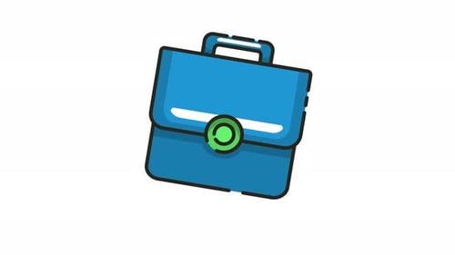 Money icon animation of a blue briefcase with a copyright symbol.looping