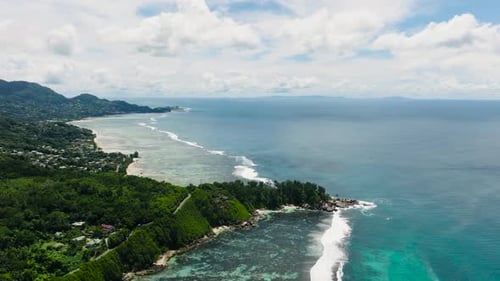Seascape with Tropical Beach and Blue Ocean Seychelles Mahe Island
