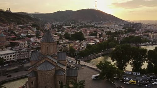 Metekhi Church in Tbilisi at Sunset