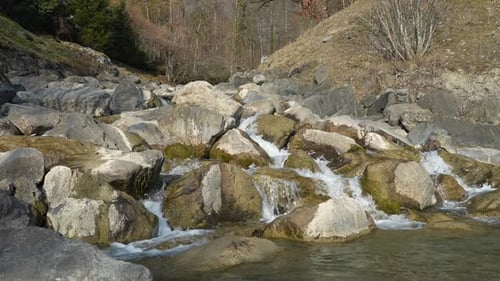 Rocky mountain stream with cascading water