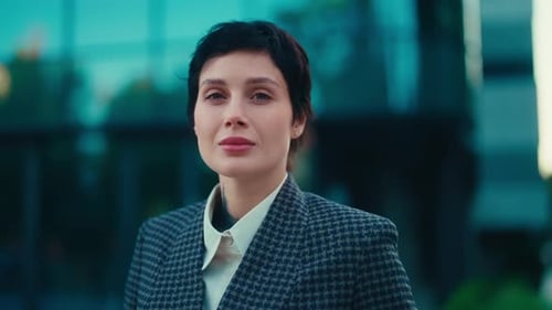 Confident Woman Portrait in City Downtown