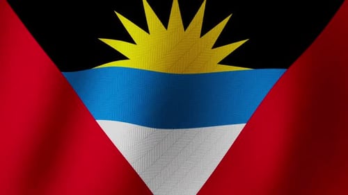 Waving Flag of Antigua and Barbuda with Fabric Texture
