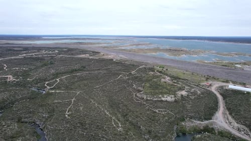 Aerial shot of water dam