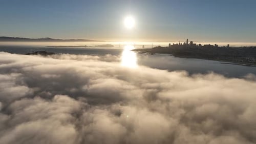 Sunrise Over Water at San Francisco in California United States.