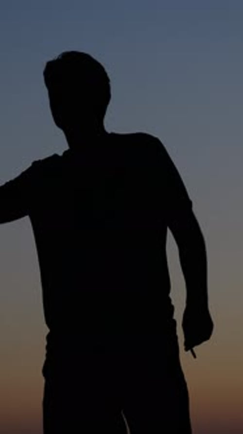 Hitchhiker Man Sunset Silhouette