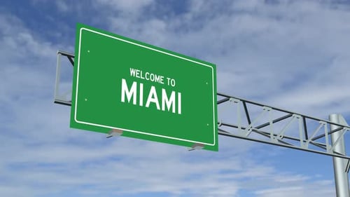 Welcome to Miami Highway Road Sign Animation