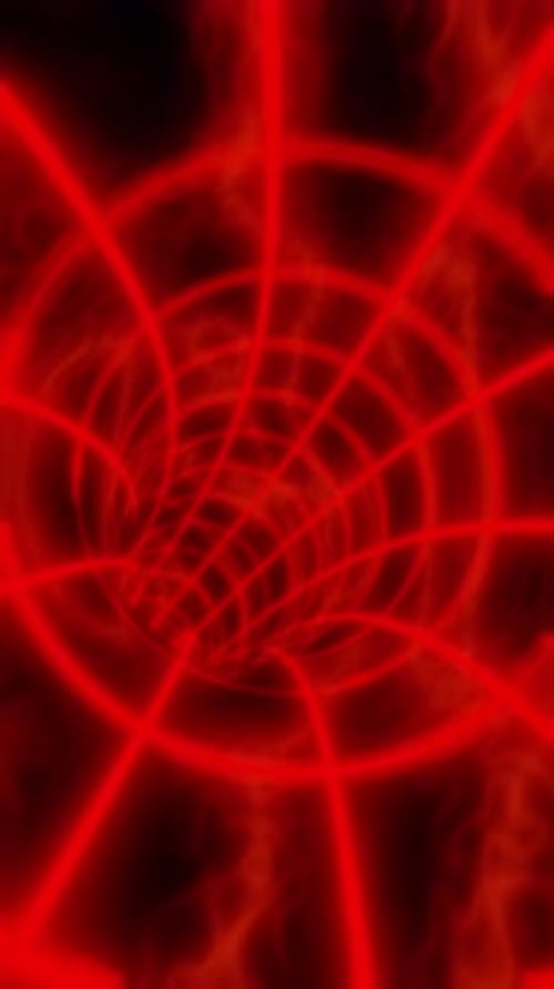 Red Color Animation Loop with Glowing Lights Interdimensional Tunnel Background 3d