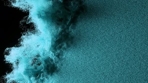 Colored Powder Scatters on a Black Isolated Background Sand Spray Blue Color Slow Motion 3d