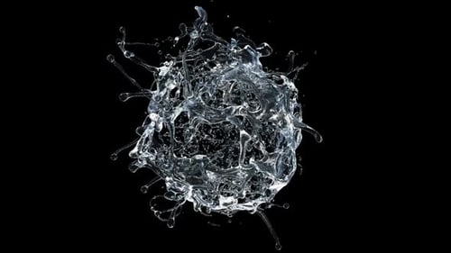 Dynamic Liquid Water Splash Effect on Black