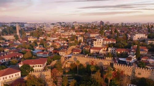 View Over the Red Roofs and Medieval Wall of the Old City