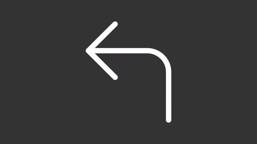 Animated thin line left turn arrow icon