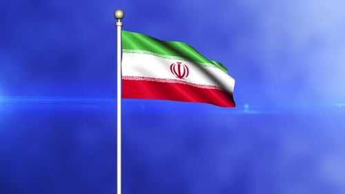Iran Flag Waving On A Pole Loop
