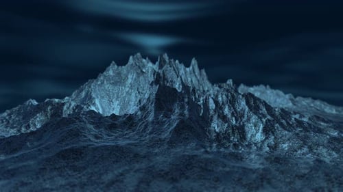 Flight Over Rocky Alien Surface Mountain View