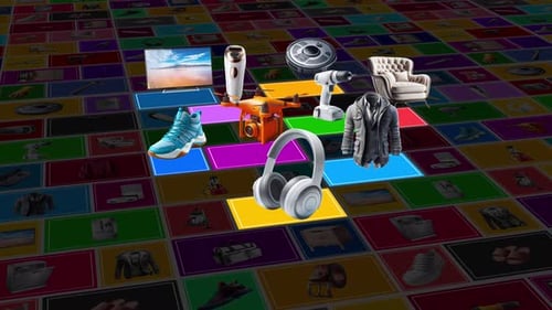 Modern Product Display Grid with Interactive Selection Animation