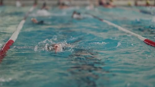 Professional Swimmer Training Backstroke in a Pool