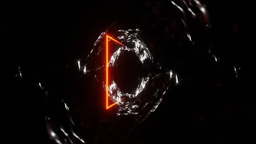 Orangefarbenes Phantom-Neondreieck auf grauem Höhlenhintergrund Vj Loop in HD