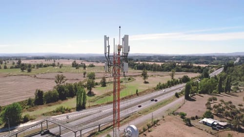 A stunning aerial view of a telephone signal tower