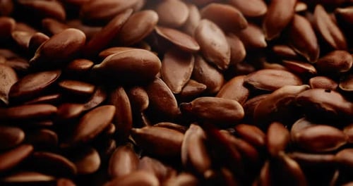 Macro Shot Of Heap Of Linseed Or Roasted Flaxseed Grain