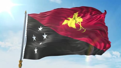 Realistic Papua New Guinea Flag Waving Seamless Loop