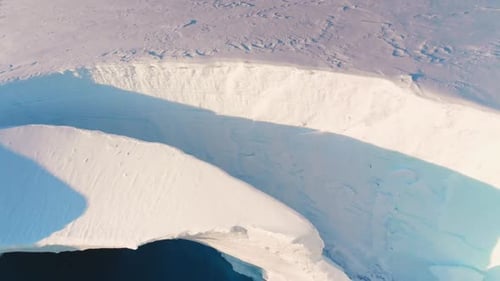 Cracked Ice Huge Break Arctic Glacier Aerial View