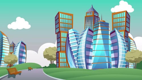 Future Building Cityscape Cartoon Background