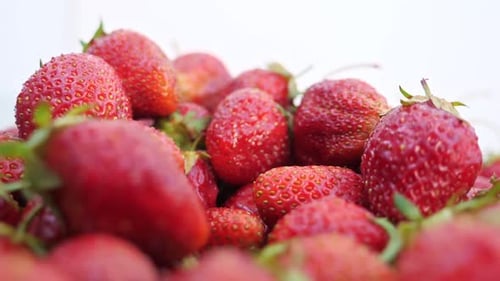 Slow Motion of Red Juicy Strawberries