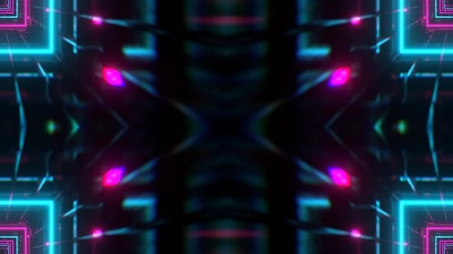 Cyan And Pink Futuristic Neon Kaleidoscope Background Vj Loop In 4K