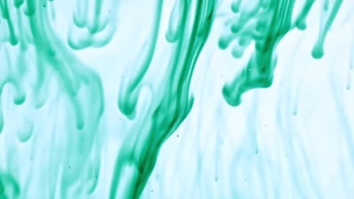 Color Ink in Water on White Background Paint Drops Mixing in Water Ink Swirling Underwater Colored
