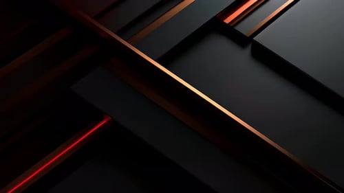 Dark Abstract Geometric Animation with Red Light Streak Effects