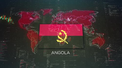 Angola Stock Market Chart Background With Flag