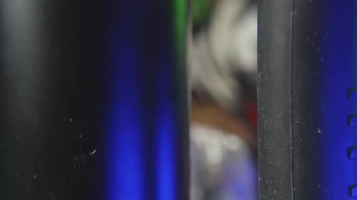 tilt down shot of an electronic marijuana water bong used for smoking cannabis bud medical marijuana