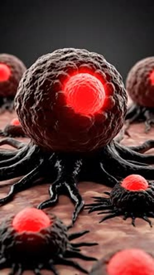 3D Medical Animation of Cancer Cells Attacking Human Tissue