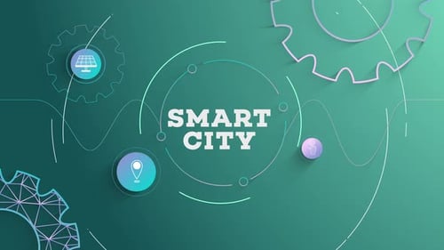 Infographic Smart City Green Background Looped