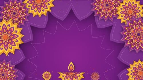 Animated Diwali Background with Intricate Mandalas and Diya