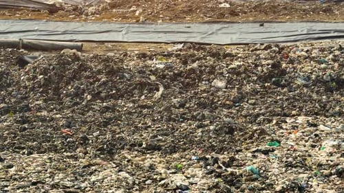 Garbage piles in landfills From an aerial view, Drone