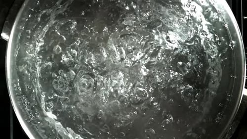 A Saucepan with Boiling Water View From Above Filmed on a Highspeed Camera at 1000 Fps