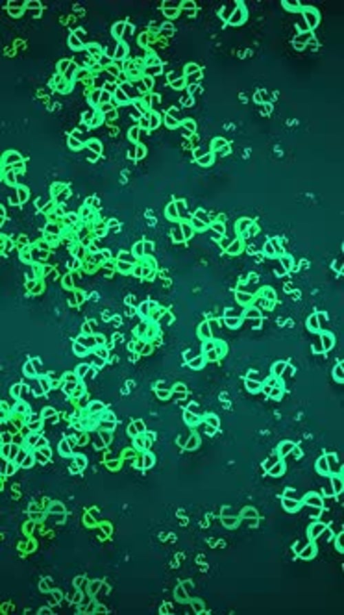 Falling Green Dollar Signs Loopable Background Animation