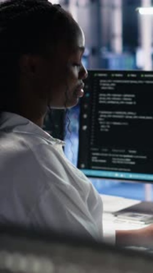 Vertical Video Data Center System Administrator Working on Neural Network Tech