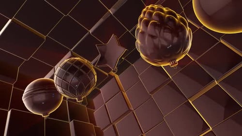 Glossy Chocolate Ornaments Rotating 3D Background Animation