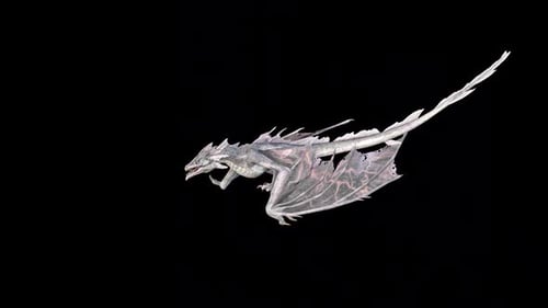 Dynamic Animated White Dragon Flying Creature