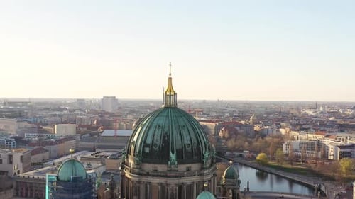Aerial view of Berlin Cathedral dome, Germany.