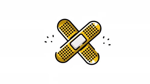 Crossed Bandage , Medical Plaster icons animation isolated alpha channel, loop or looping video 4k