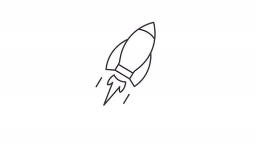 outline rocket icon animation motion graphic video